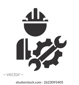 engineer or contractor, technician man icon, maintenance technical, handy service, quality assistance, flat vector illustration