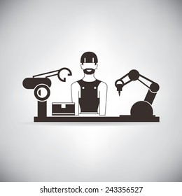 engineer control robotic hand in production line