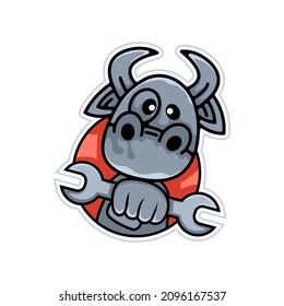 engineer cow logo design vector