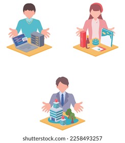 Engineer creator entrepreneur image illustration set