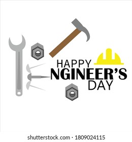 Engineer day with yellow helmet and tools,Vector illustration