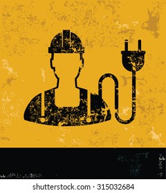 Engineer design on grunge yellow background, grunge vector