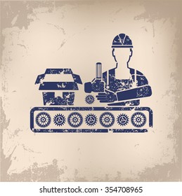 Engineer design on old paper background,vector