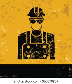 Engineer design on yellow background,grunge vector