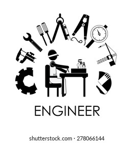 Engineer design over white background, vector illustation