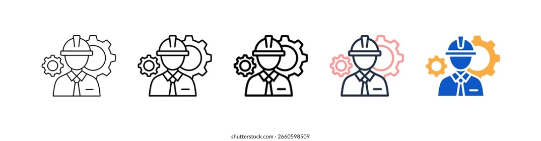 Engineer different style icons set vector illustration.