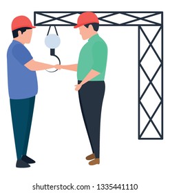 Engineer discussion, illustration vector design.