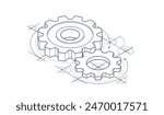 Engineer education concept, gears and cogs composition isometric 3D vector illustration, study science in university, engineering learning.
