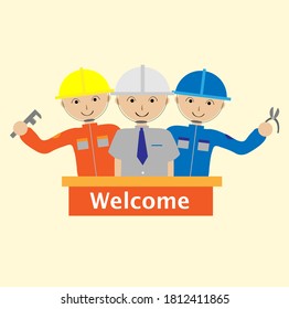 Engineer and electric mechanic mascot vector