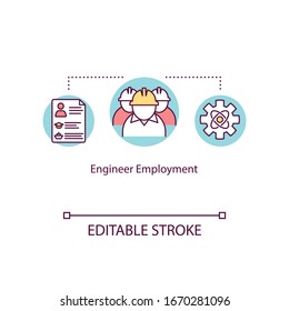 Engineer employment concept icon. Working on water vessel maintenance. Offshore vacancy in ship crew idea thin line illustration. Vector isolated outline RGB color drawing. Editable stroke