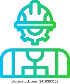 Icono de ingeniería de ingeniería con estilo de contorno de degradado azul y verde. ingeniería, industria, construcción, diseño, trabajo, industria, ingeniería. Ilustración vectorial