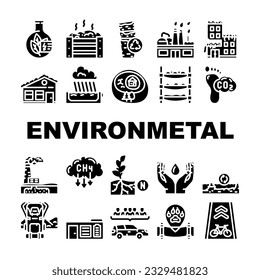 Ingenieur-Umwelttechnologie-Symbole setzen Vektorgrafik. Umweltarbeiter, Industriearbeiter, Menschen-Konzept, Ingenieuringenieur für Umwelttechnologie Bildzeichen Illustrationen