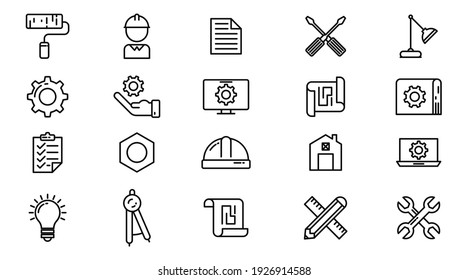 Engineer Equipment icon set, vector.