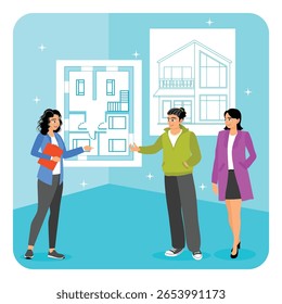 Um engenheiro explica sobre os planos de construção e construção para estudantes de arquitetura. Mestre do conceito de gestão de engenharia.