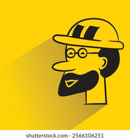 engineer face icon with shadow on yellow background