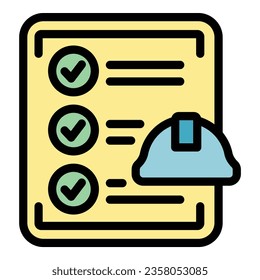 Engineer factory to do list icon outline vector. Work machine. Process machinery color flat