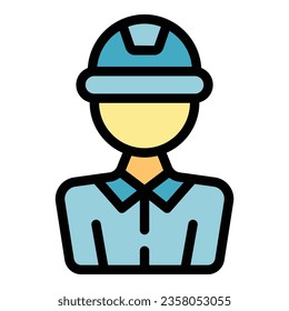 Engineer factory icon outline vector. Industry work. Operator gear color flat