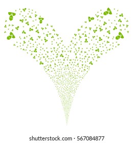 Engineer fireworks stream. Vector illustration style is flat eco green iconic symbols on a white background. Object double fountain constructed from random pictographs.