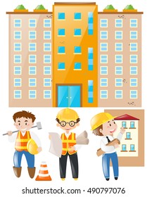 Engineer and foreman working on building site illustration