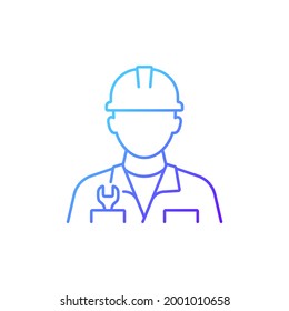 Engineer gradient linear vector icon. Keeping mechanisms in good shape. Navigation and manoeuvring system controling. Thin line color symbols. Modern style pictogram. Vector isolated outline drawing