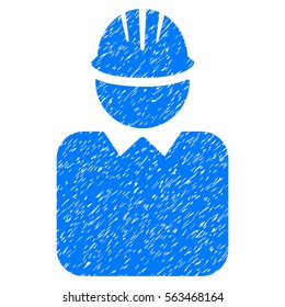Engineer grainy textured icon for overlay watermark stamps. Flat symbol with unclean texture. Dotted vector blue ink rubber seal stamp with grunge design on a white background.