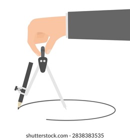 Engineer Hand Drawing Circle