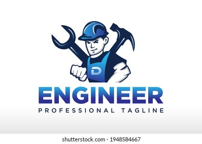 Ingenieur Handyman Contractor Logo Design Vektorsymbol Illustration.