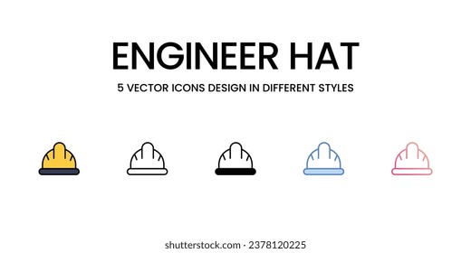 Engineer Hat icons set, colorline, glyph, outline, gradinet line, icon vector stock illustration isolate white background.