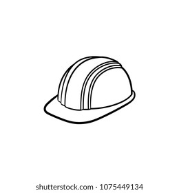 Engineer helmet hand drawn outline doodle icon. Hard hat vector sketch illustration for print, web, mobile and infographics isolated on white background. Manufacturing and consrtuction concept.