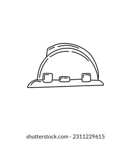 Engineer helmet hand drawn outline doodle icon. Hard hat vector sketch illustration for print, web, mobile and infographics isolated on white background
