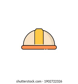 Ingenieurhelm einzeln auf weißem Hintergrund. Vektorgrafik in flachem Cartoon-Design. Schutzkappe des Ingenieurs.