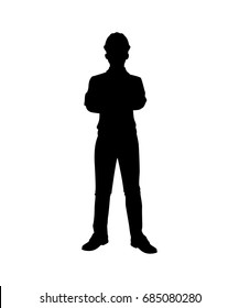 Engineer with Helmet Silhouette isolated vector