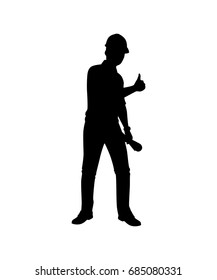 Engineer with Helmet Silhouette isolated vector