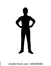 Engineer with Helmet Silhouette isolated vector