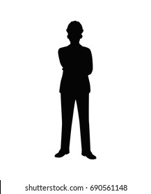 Engineer with Helmet Silhouette isolated vector