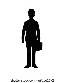 Engineer with Helmet Silhouette isolated vector