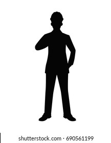 Engineer with Helmet Silhouette isolated vector