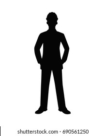 Engineer with Helmet Silhouette isolated vector