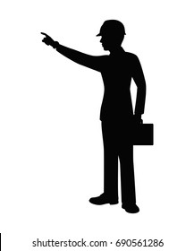 Engineer with Helmet Silhouette isolated vector