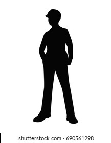 Engineer with Helmet Silhouette isolated vector