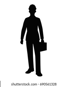 Engineer with Helmet Silhouette isolated vector