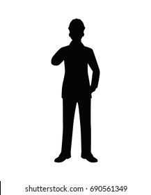 Engineer with Helmet Silhouette isolated vector