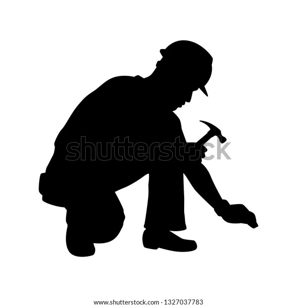 Engineer Hits Nail Hammer Silhouette Vector Stock Vector (Royalty Free ...