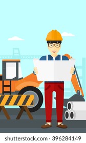 Engineer holding a blueprint.