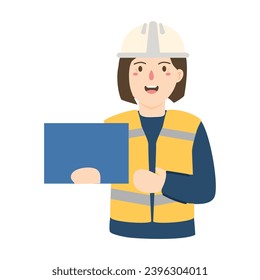 engineer holding blueprints and reading notes