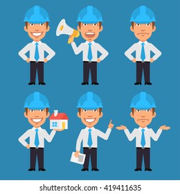 Engineer Holds Megaphone Documents and Showing