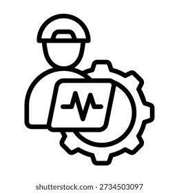 Ingeniero Icono - Estilo de iconos de contorno negro para la gestión de la producción