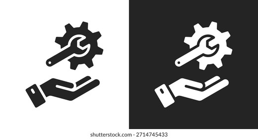 Engineer Icon In Black And White Glyph Style