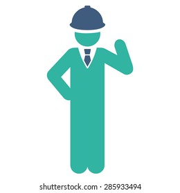 Engineer icon from Business Bicolor Set. Vector style: flat bicolor symbols, cobalt and cyan colors, rounded angles, white background.