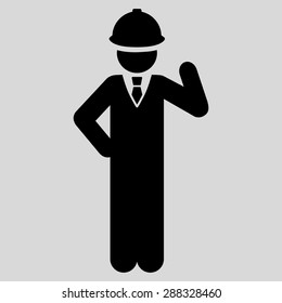 Engineer icon from Business Bicolor Set. Vector style: flat symbols, black color, rounded angles, light gray background.